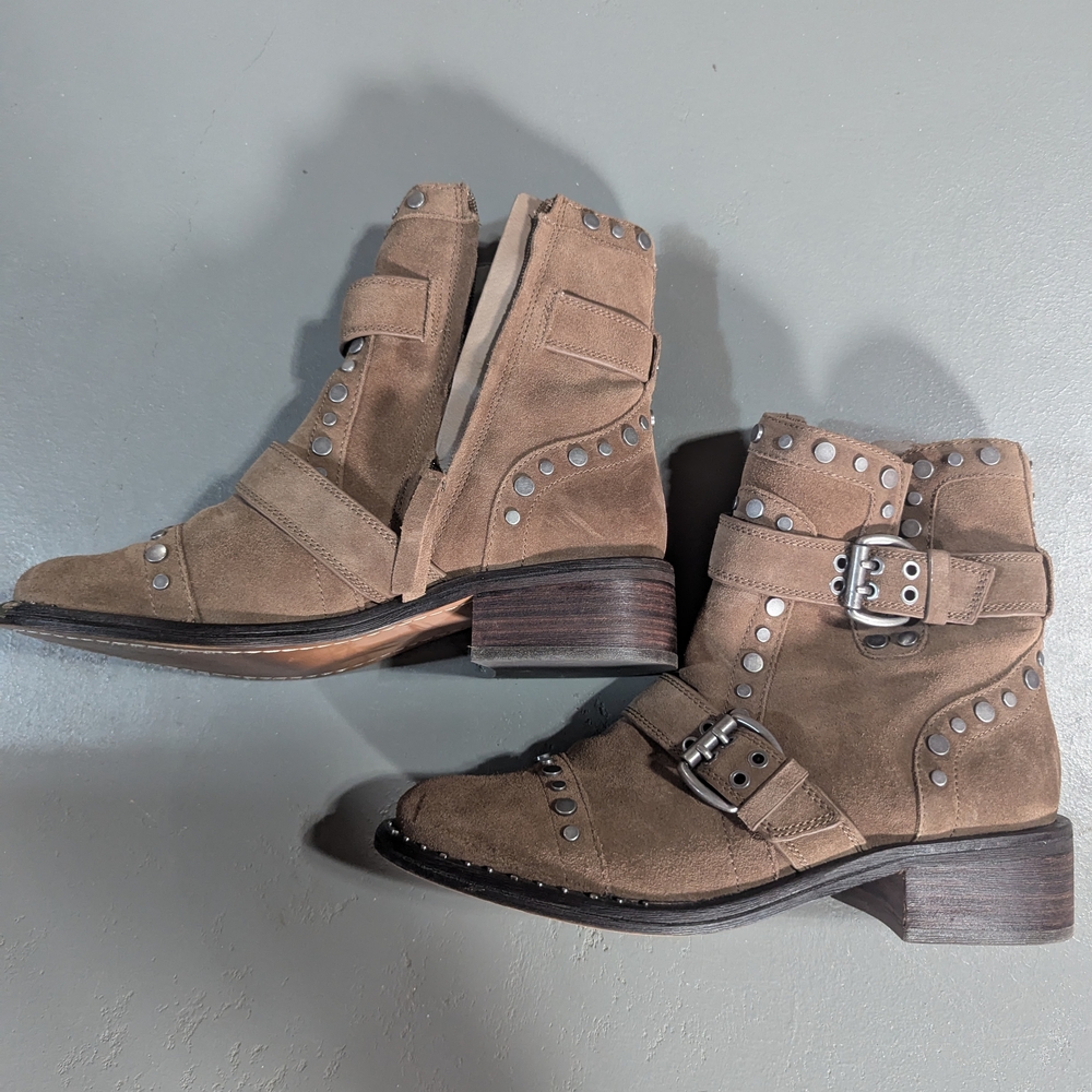 Studded Tan Ankle Boots